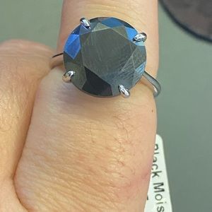 Black Moissanite Solitaire Ring